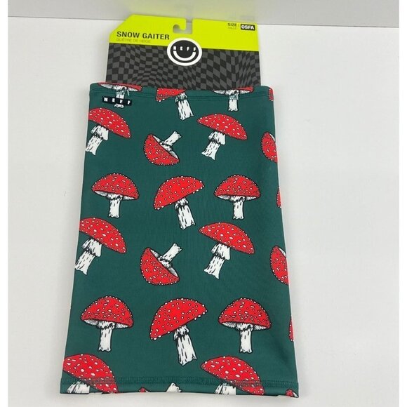 Neff Headwear Snow Gaiter Green Red Mushrooms OSFA NWT - Picture 1 of 8